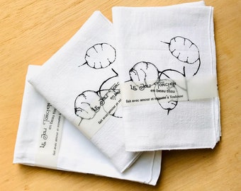 Screen-printed and recycled fabric tea towel