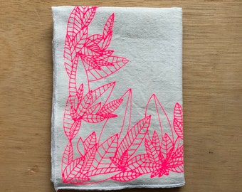 Screen-printed fabric tea towel