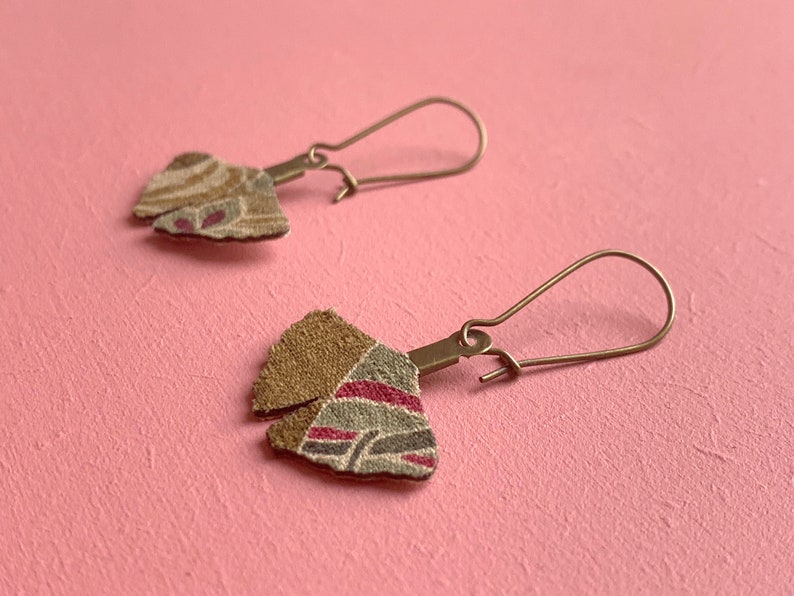 Japanese fabric earring gingko leaf by Mw image 1