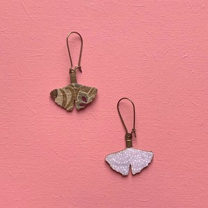 Japanese fabric earring gingko leaf by Mw image 5