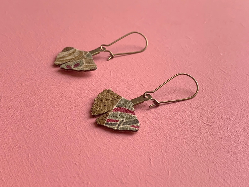 Japanese fabric earring gingko leaf by Mw image 6