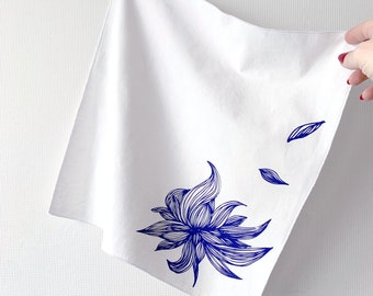 Washable cloth towel vegetal drawing