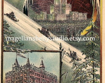 Carnaval d'hiver de St. Paul Ice Palace 1886 Téléchargement numérique instantané Hôtel Ryan RARE luge Minnesota Winter Fun Faire des cartes de Noël