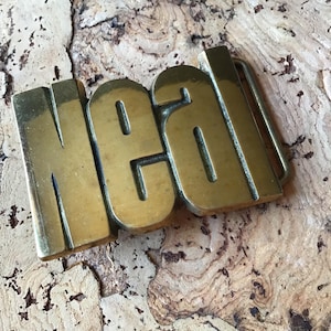 Vintage NEAL  Belt Buckle  Solid Brass  1970&#39;s  Gift For a Guy Named Neal  Name Gift for Neal   BLOCK Lettering NeW OLD StOCK!