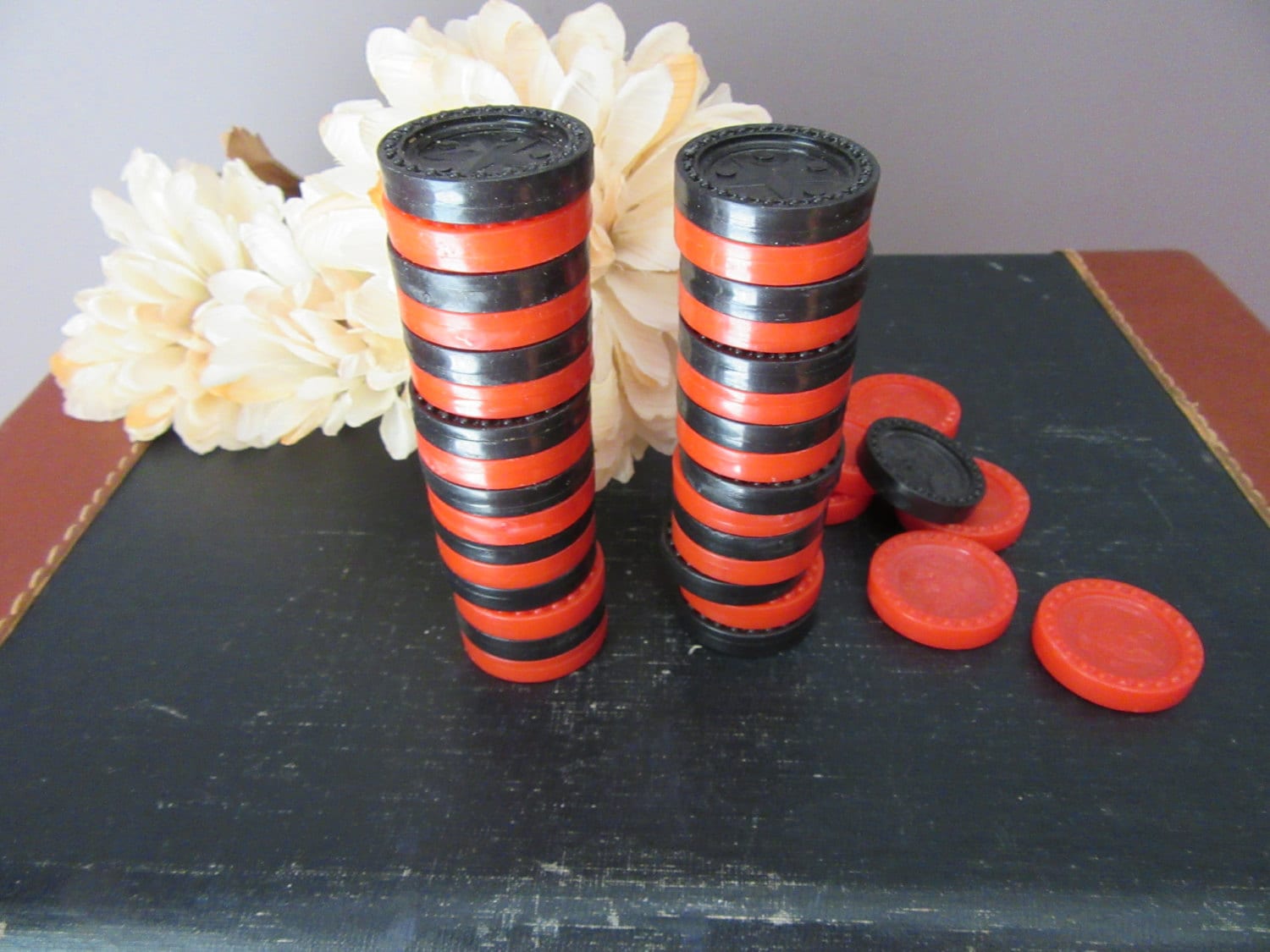 Checkers Full Set Plus Interlocking Plastic Checkers 38 Pieces Etsy