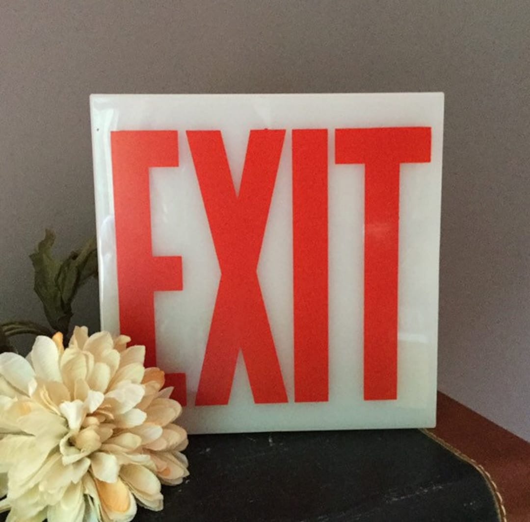 Vintage NOS Plastic EXIT Sign Panel Red Letters Man Cave Bar Signage ...