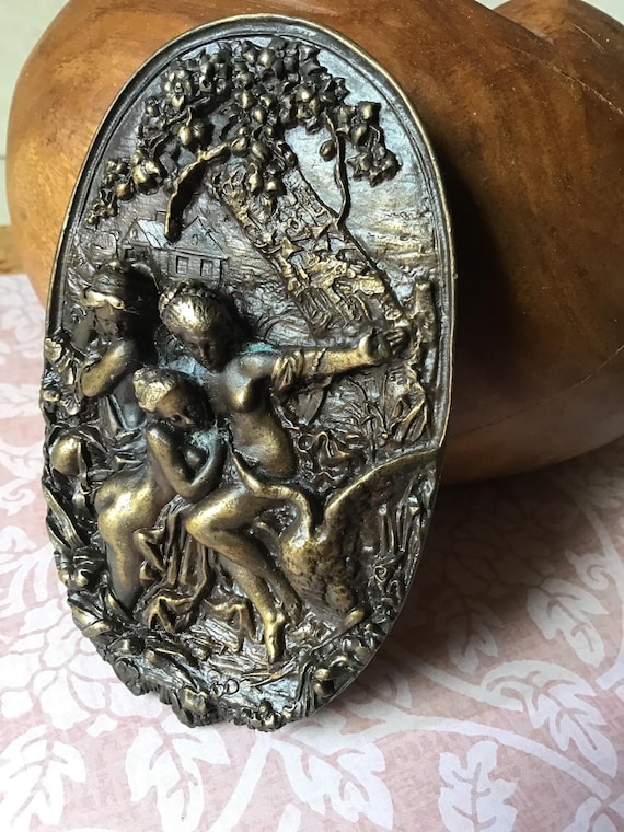 Vintage Leda and the Swan Art Nouveau Belt Buckle Bergamot  display picture 1