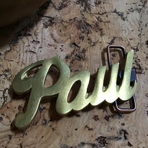 Vintage PAUL  Belt Buckle Solid Brass  1970&#39;s  Gift For a Guy Named Paul Unique Gift for Paul CURSIVE Lettering NeW OLD StOCK!