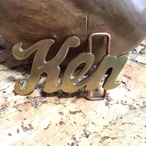 Vintage KEN  Belt Buckle Solid Brass  1970&#39;s  Gift For a Guy Named Ken Name Unique Gift for Ken CURSIVE Lettering NeW OLD StOCK!