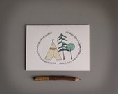 teepee notecard . tipi . native . woodland . forest . camping . outdoors . woodland notecard . native art print . tribal art print . 5 x 7