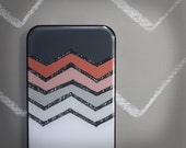 Spring chevron Iphone case . slim barely there iphone case . modern iphone 4, 4s or 5 cell phone case . geometric . gray . coral . chevron