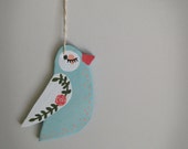 Hand painted bird ornament, christmas decoration