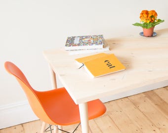 NEW Tilted Table - Kitchen / dining table made from reclaimed wood with round tapered legs