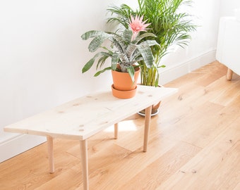 Geometric Rhombus  coffee / side table made from reclaimed wood with tapered legs