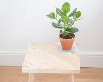 Mid century meets modern - Sustainable Square wooden coffee / side table made from reclaimed wood with round tapered legs