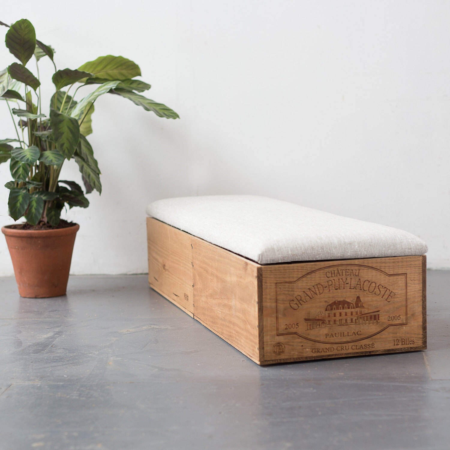 Wooden End of Bed Blanket Box Storage Created From Wine Crates With