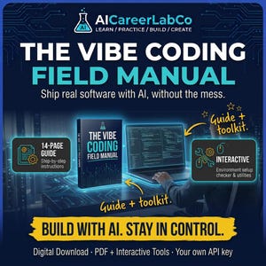 Manual de campo y kit de herramientas de codificación Vibe / Guía de codificación de IA, generador de archivos de contexto (descarga digital)