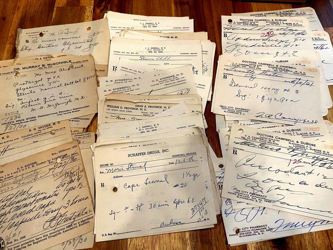 Vintage Pharmacy RX Handwritten Prescriptions, Lot of 20- Vintage ...