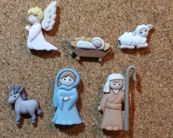 Nativity Set Push Pins or Magnets