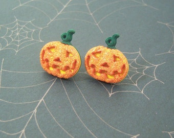 Glitter Pumpkin Earrings