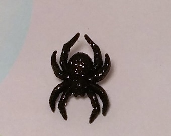 Black Glitter Spider Pin