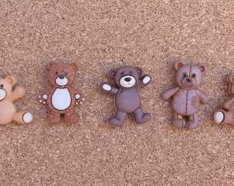 Teddy Bear Push Pins or Magnets