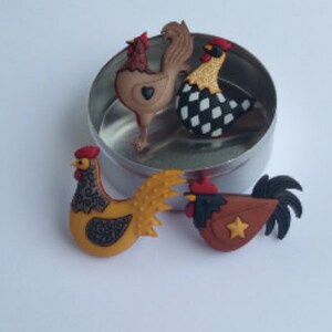 Rooster Push Pins or Magnets image 2