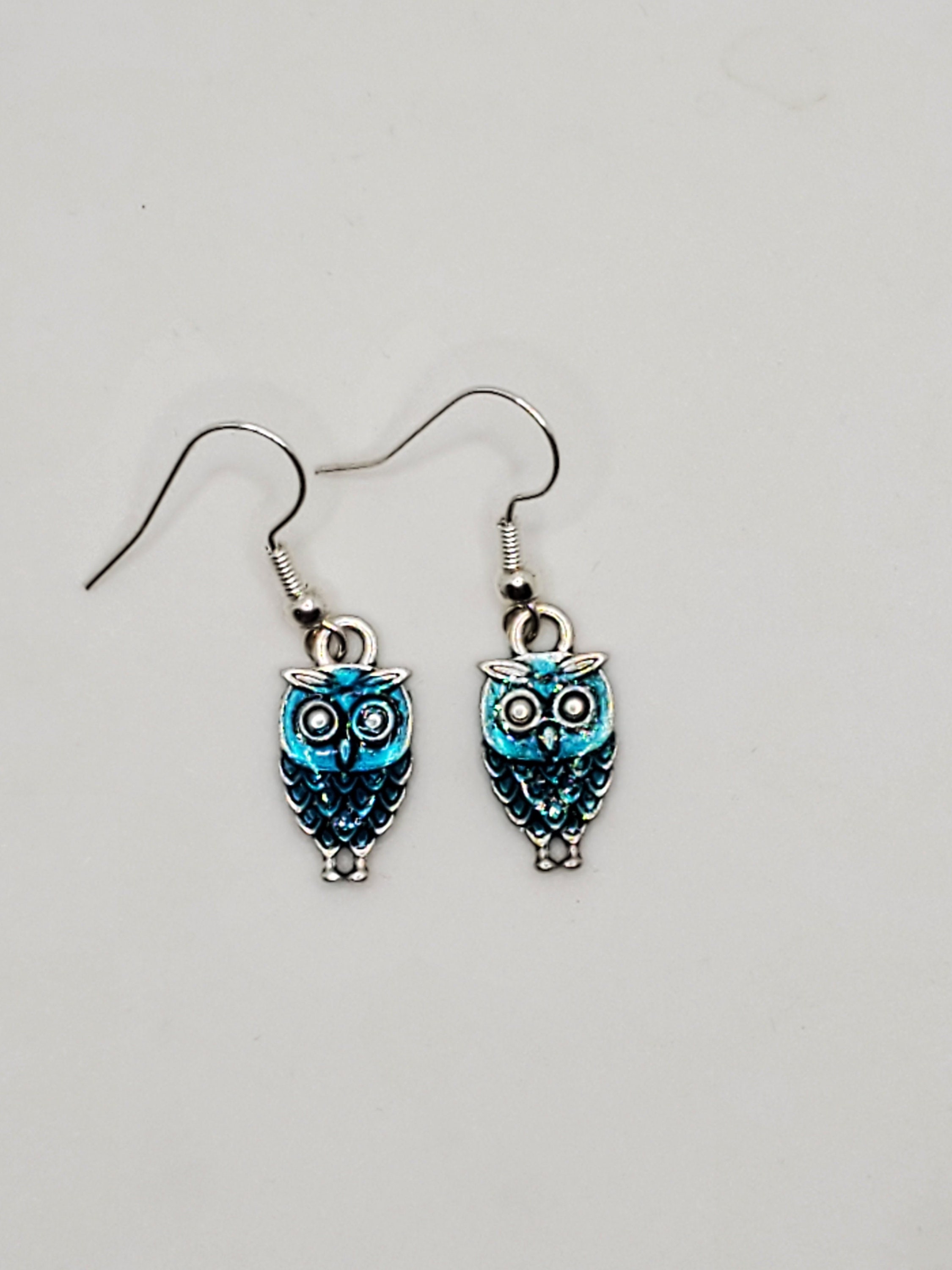 Beautiful blue owl earrings