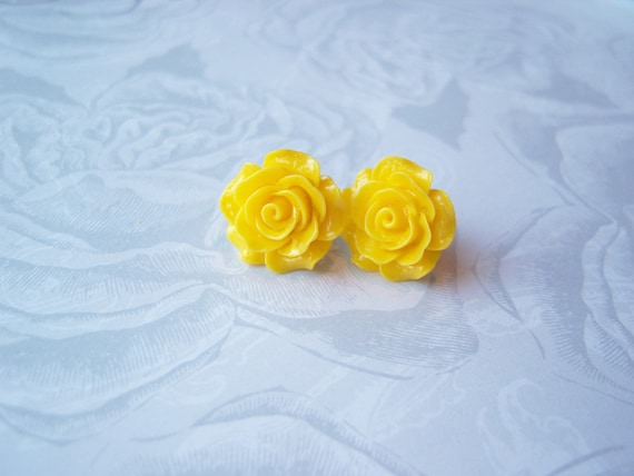 Yellow rose earrings discount
