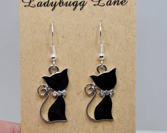 Black Cat Silhouette Earrings