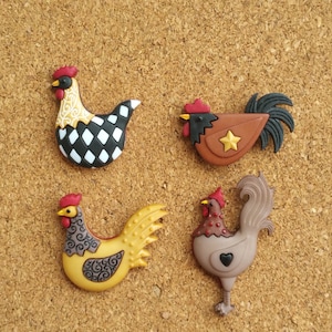 Rooster Push Pins or Magnets image 1