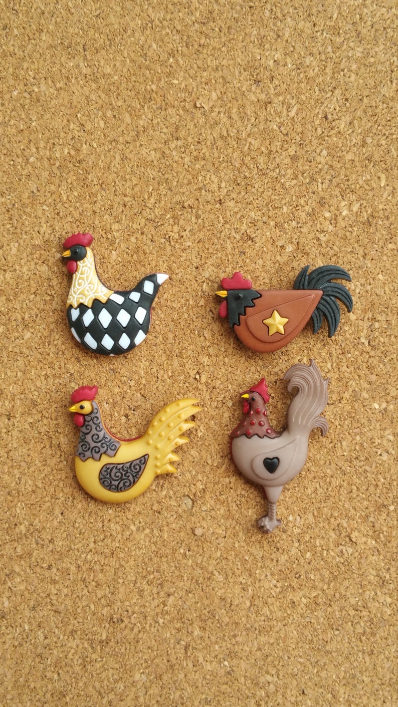 Rooster Push Pins or Magnets image 1