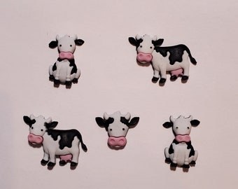 Handmade Decorative Office 8 pc Set COW Farm Animal Push Pins Thumb Tacks 
