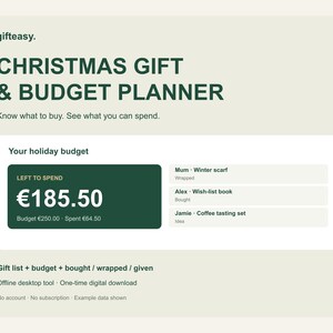 Christmas Gift Budget Planner, Holiday Tracker, Offline Tool (Digital Download)