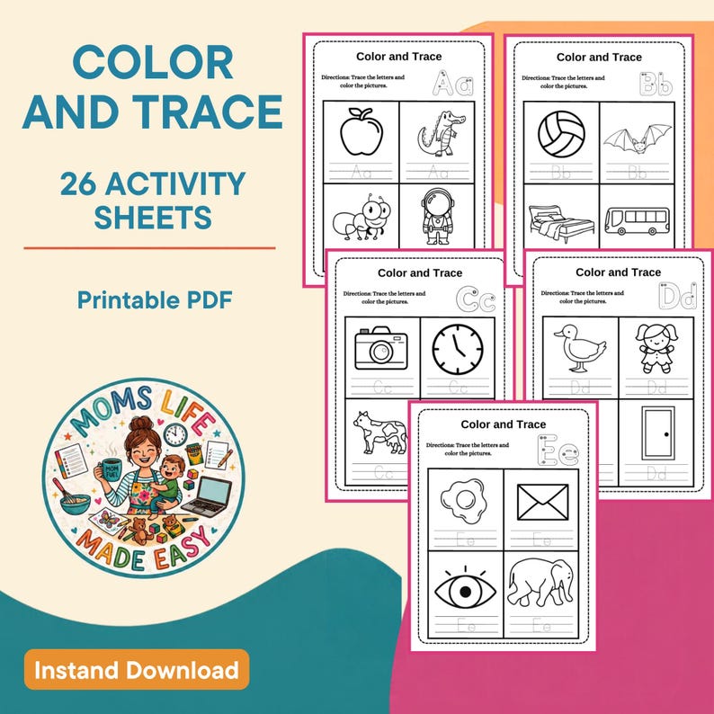 Alphabet Tracing & Coloring Worksheets | A-Z Letter Practice (PDF ...