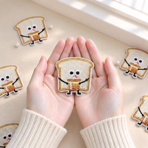Naszywka z chlebem tostowym, haftowana aplikacja z herbatą Boba Tea Milk Tea, żelazko na naszywce Kawaii Food, dodatek do kurtki i plecaka