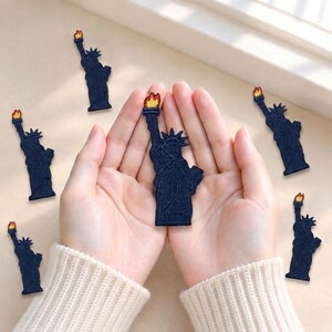 Statue of Liberty Embroidered Patch, New York Landmark Iron On Applique, USA Patriotic DIY Craft Clothing Badge for Jackets