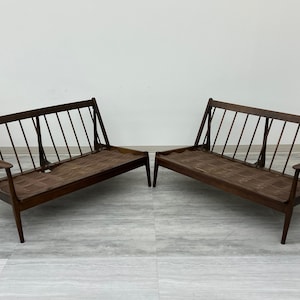 Mid-Century Danish Modern Sofa Pair Style Of Selig Kofod Larsen Frames Only SHIPPING NOT FREE image 2