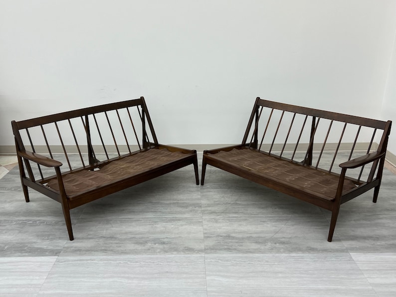 Mid-Century Danish Modern Sofa Pair Style Of Selig Kofod Larsen Frames Only SHIPPING NOT FREE image 2