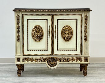 Italian Style Gilt Painted & Carved Cabinet W/Slate Top ~ Hollywood Regency (SHIPPING NOT FREE)