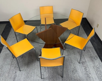 Contemporary Glass Top Dining Table With 6-Chairs
