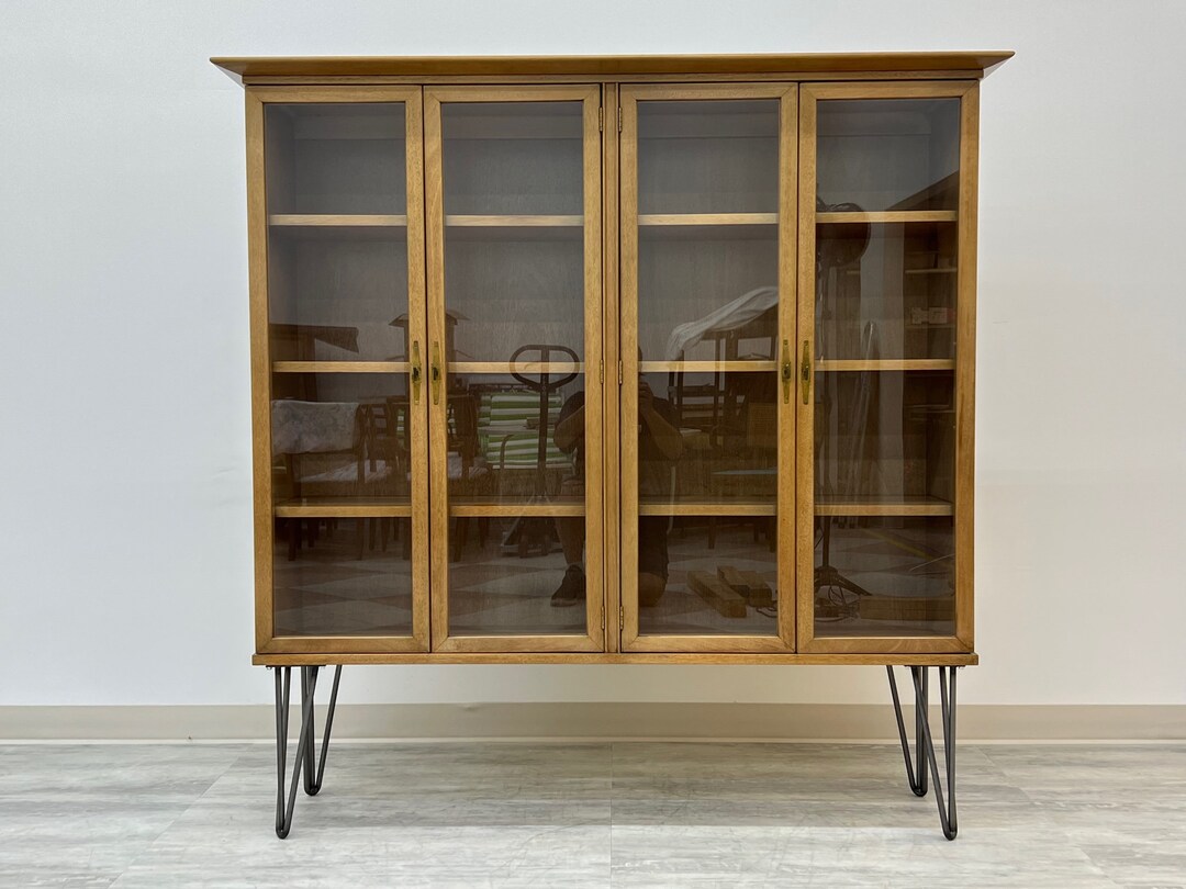 Midcentury Modern Display Case / Bookcase on Hairpin Legs Etsy