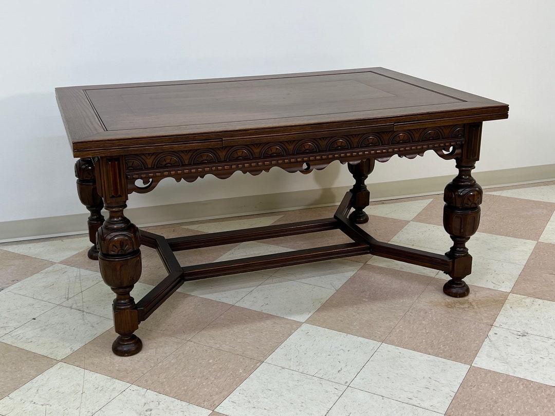 Jacobean Style Dining Table Expandable / Great as Desk or Wine Etsy