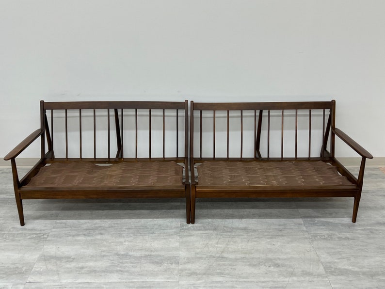 Mid-Century Danish Modern Sofa Pair Style Of Selig Kofod Larsen Frames Only SHIPPING NOT FREE image 9