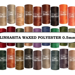 Linhasita 0.5mm Waxed Polyester Cord, Macrame Cord, Waxed Thread, Beading String, Wax Cord, Knotting String, Macrame Yarn