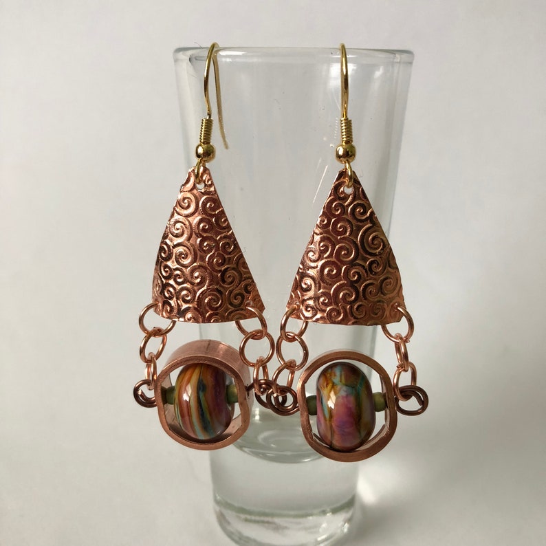 Copper Spinner Earrings Etsy
