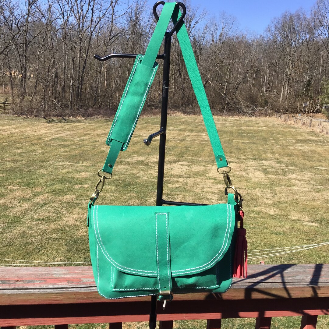 Handstitched Suede Leather Shoulder Bag Etsy