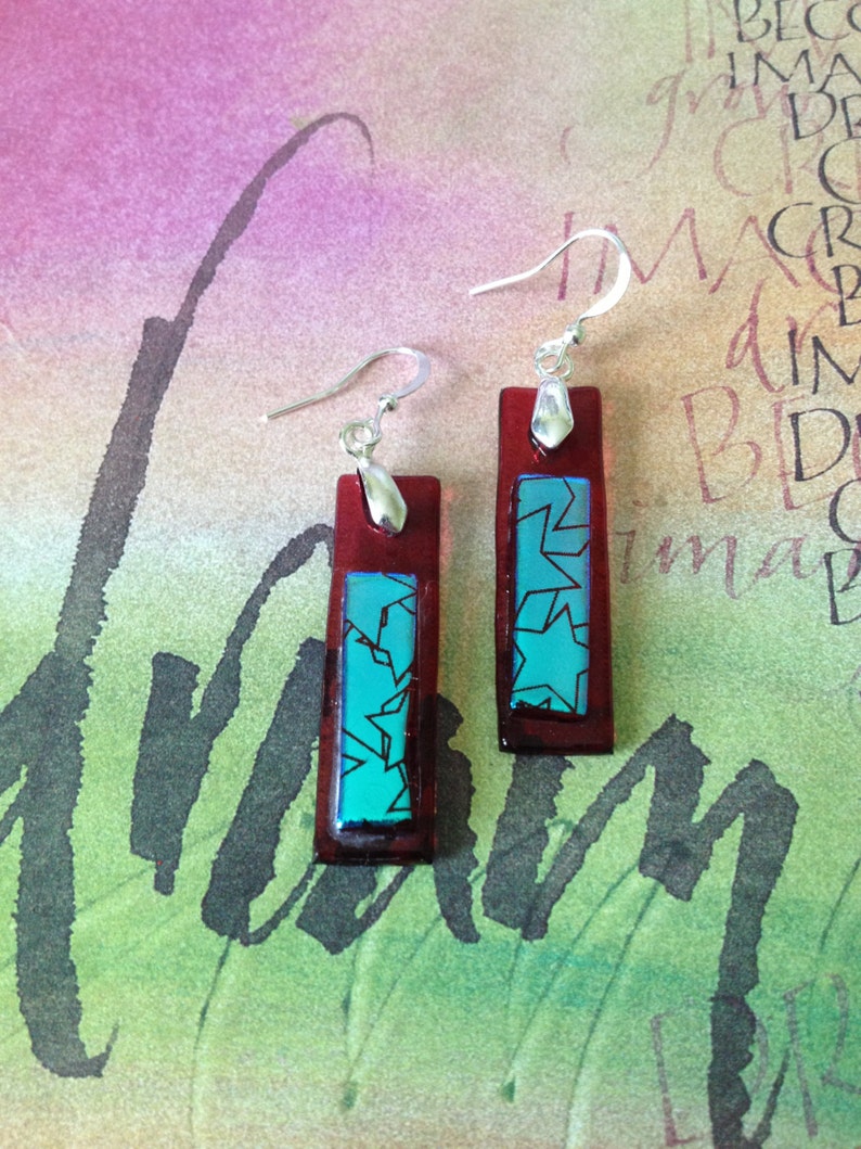Fused Glass Earrings Etsy
