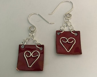 Enameled Copper Earrings