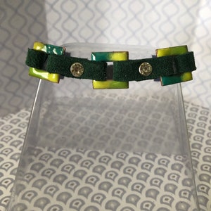 Leather Bracelet With Enameled Squares